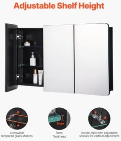 VEVOR Medicine Cabinet 25.5&quot; x 40&quot; Mirror Medicine Cabinet Adjustable Shelves