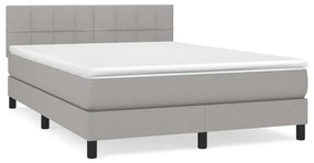 vidaXL Κρεβάτι Boxspring με Στρώμα Ανοιχτό Γκρι 140x200 εκ. Υφασμάτινο