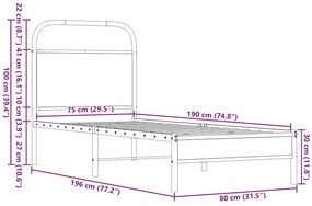 Πλαίσιο Κρεβατιού Χωρ. Στρώμα Καφέ Δρυς 75x190εκ Επεξ. Ξύλο - Καφέ