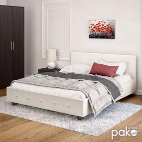 Κρεβάτι Roi 160x200 PU λευκό ματ + αποθηκευτικό χώρο