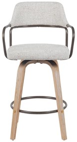 Σκαμπό μπαρ Tertia pakoworld περιστρεφόμενο μεσαίου μεγέθους μέταλλο-ξύλο με ύφασμα σε μπεζ-καφέ απόχρωση 54x52x98εκ