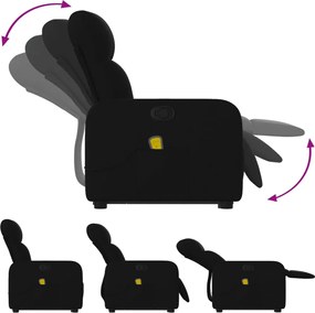 vidaXL Πολυθρόνα Μασάζ Ανακλινόμενη με Ανύψωση Μαύρη Υφασμάτινη