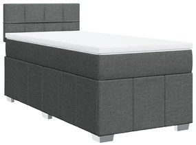 Κρεβάτι Boxspring με Στρώμα Σκούρο Γκρι 80x200 εκ. Υφασμάτινο - Γκρι