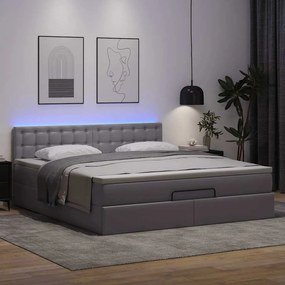 Οθωμανικό κρεβάτι με στρώματα &amp; LEDs Γκρι Faux Leather 3312170