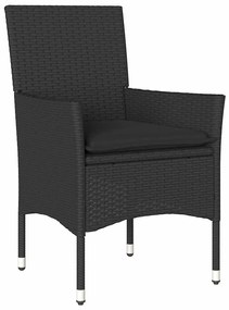vidaXL Σέτ φαγητού για κήπο με μαξιλάρι 5 pcs Μαύρο Πολυ ράταν
