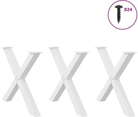 vidaXL Πόδια Τραπεζαρίας σε Σχήμα Χ 3 τεμ. Λευκά 90x(72-73) εκ. Ατσάλι