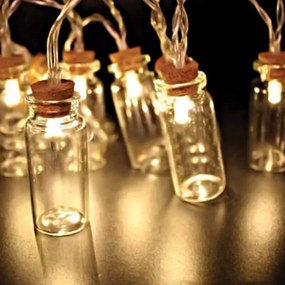 Fos Me Σειρά Με 10 Γυάλινα Μπουκαλάκια LED Θερμό Λευκό Ρεύματος 27-00370