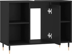 vidaXL Ντουλάπι Μπάνιου Μαύρο 80 x 33 x 60 εκ. από Επεξεργασμένο Ξύλο