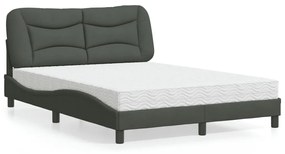 Κρεβάτι με Στρώμα Σκούρο Γκρι 120x200 εκ. Υφασμάτινο - Γκρι