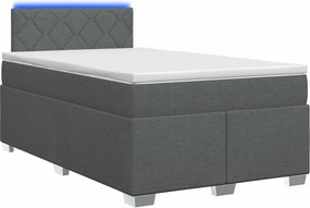 vidaXL Κρεβάτι Box Spring με Στρώμα και LED Σκούρο Γκρι 120 x 190 cm