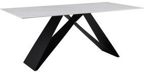 Τραπέζι Meja pakoword Sintered stone λευκό με μεταλλικά πόδια σε μαύρη απόχρωση 180x90x76εκ 180x90x76 εκ.