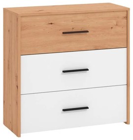 Chest of Drawers Varadero 3F Artisan Oak - White 80,5x33x80,5 cm