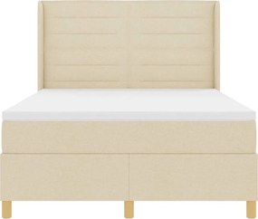 vidaXL Κρεβάτι με ελατήρια με στρώμα Κρεμ 140 x 190 cm ύφασμα
