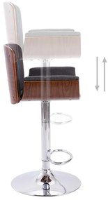 vidaXL Σκαμπό Μπαρ Γκρι Υφασμάτινο