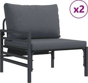 vidaXL Σετ Καναπέ Κήπου με μαξιλάρι 3 pcs Μαύρο Ατσάλι