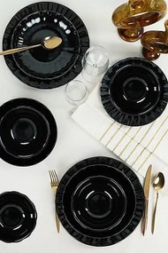 Μοντέρνο μαύρο σετ φαγητού με κομψή γραμμή πολυτελείας 27x27 cm