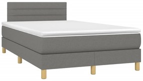 vidaXL Κρεβάτι Boxspring με Στρώμα Σκούρο Γκρι 120x190 εκ Υφασμάτινο