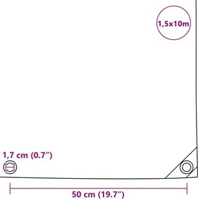 vidaXL Μουσαμάς Μαύρος 650 γρ./μ.² 1,5 x 10 μ.