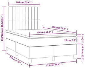 Κρεβάτι Boxspring με Στρώμα &amp; LED Σκ. Μπλε 120x190εκ. Βελούδινο - Μπλε