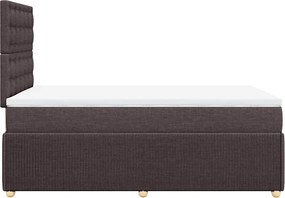 vidaXL Κρεβάτι Boxspring με Στρώμα Σκούρο Καφέ 120x190 εκ Υφασμάτινο