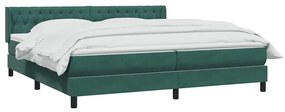 vidaXL Κρεβάτι Boxspring με Στρώμα Σκούρο Πράσινο 180x210εκ. Βελούδινο