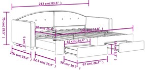 Καναπές Κρεβάτι Συρόμενος Αν. Γκρι 90x190 εκ Βελούδο &amp; Συρτάρια - Γκρι