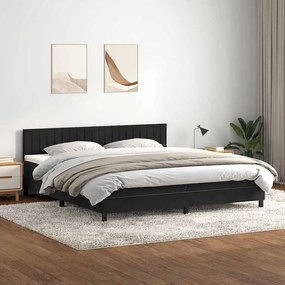 Κρεβάτι Boxspring με Στρώμα Μαύρο 180x210 εκ. Βελούδινο - Μαύρο