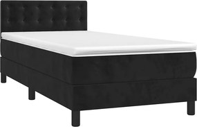 vidaXL Κρεβάτι Boxspring με Στρώμα Μαύρο 100x200 εκ. Βελούδινο