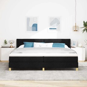 vidaXL Κρεβάτι με ελατήρια με στρώμα Μαύρο 200 x 200 cm ύφασμα