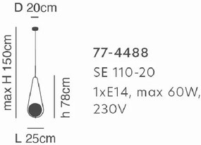 SE 110-20 PRATO PENDANT BRASS GOLD Φ20 Γ4