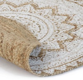 vidaXL Χαλί Πλεκτό Στρογγυλό με Σχέδιο 90 εκ. από Γιούτα