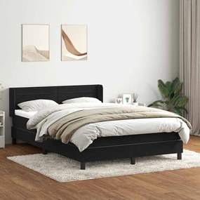 vidaXL Κρεβάτι Boxspring με Στρώμα Μαύρο 1140x210 εκ. Βελούδινο