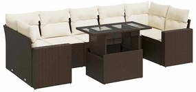 vidaXL Σαλόνι Κήπου Σετ 8 Τεμαχίων Καφέ Συνθετικό Ρατάν με Μαξιλάρια