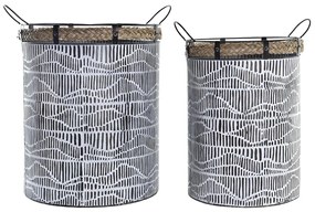 Σετ Καλαθιών DKD Home Decor Λευκό Καφέ Μαύρο Σχοινί Σίδερο 4 κιλά (2 Τεμάχια)