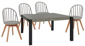 Σετ τραπεζαρίας C11173 5τμχ. με Τραπέζι Cement MDF 140x88x75εκ. &amp; Καρέκλες Alina