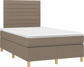 vidaXL Κρεβάτι Boxspring με Στρώμα &amp; LED Taupe 120x190 εκ. Υφασμάτινο