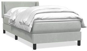vidaXL Κρεβάτι Boxspring με Στρώμα Ανοιχτό Γκρι 80x210 εκ. Βελούδινο