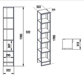 Βιβλιοθήκη Marble χρώμα λευκό μαρμάρου-χρυσό 32x31,5x178,5εκ