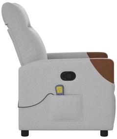 vidaXL καρέκλα ανάκλισης μασάζ Cloud Grey Fabric