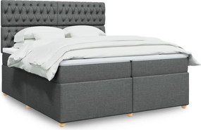 vidaXL Κρεβάτι Boxspring με Στρώμα Σκούρο Γκρι 200x200 εκ. Υφασμάτινο