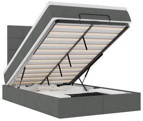 vidaXL Οθωμανικό κρεβάτι με στρώμα Σκούρο γκρι 120x190 cm Ύφασμα