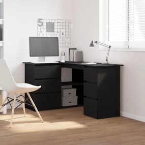 vidaXL Γωνιακό Γραφείο Μαύρης Βελανιδιάς , 145x100x76 εκ, Φτιαγμένο από Επεξεργασμένο Ξύλο