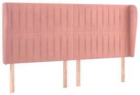 Κεφαλάρι με Πτερύγια Ροζ 163x23x118/128 εκ. Βελούδινο - Ροζ