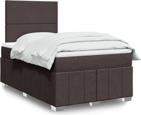 vidaXL Κρεβάτι Boxspring με Στρώμα Σκούρο Καφέ 120x200 εκ. Υφασμάτινο