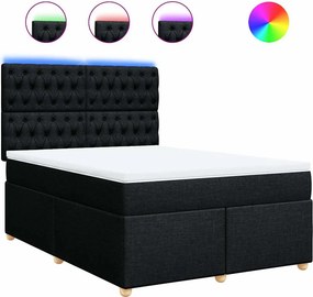 vidaXL Κρεβάτι Boxspring με Στρώμα Μαύρο 160x200 εκ. Υφασμάτινο