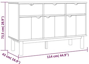 vidaXL Ντουλάπι OTTA 114 x 43 x 73,5 εκ. από Μασίφ Ξύλο Πεύκου