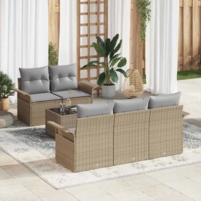 vidaXL Σετ Καναπέ Κήπου 6 pcs Μπεζ Πολυ ράταν
