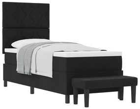 vidaXL Κρεβάτι Βάσης με Στρώμα & Πάγκο Μαύρο 80x200 εκ. Ύφασμα