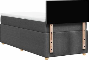 vidaXL Κρεβάτι Boxspring με Στρώμα Σκούρο Γκρι 100x200 εκ. Υφασμάτινο