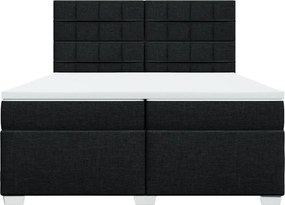 vidaXL Κρεβάτι Boxspring με Στρώμα Μαύρο 200x200 εκ. Υφασμάτινο